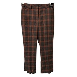 7th Ave Design NY&C brown orange plaid office career kick crop trousers Pants 12